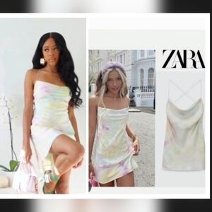Zara Pastel Tie-Dye Silky Mini Dress